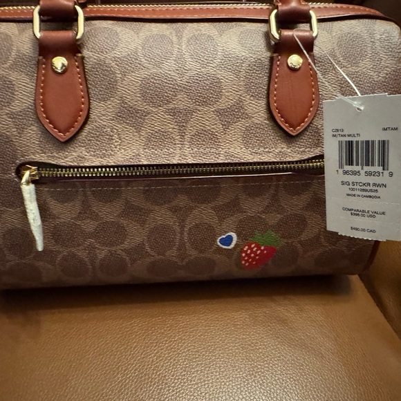 Coach Rowan Satchel Bag in Signature Canvas With Sticker Print NWT - Picture 5 of 10